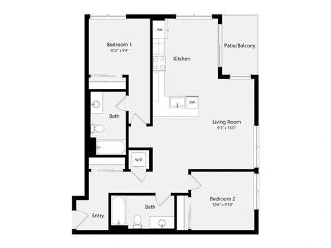a floor plan of a house with a bedroom and a living room